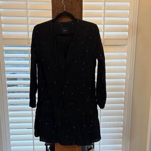 Rails black linen long sleeve star dress szXS